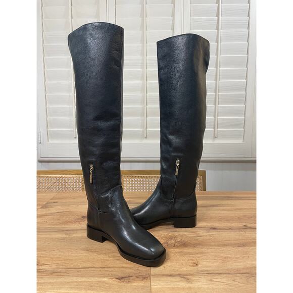 Larroudé Knee-High Equestrian Style Boots Black Leather Size 6.5 NWOB Inside Zip - Picture 11 of 16